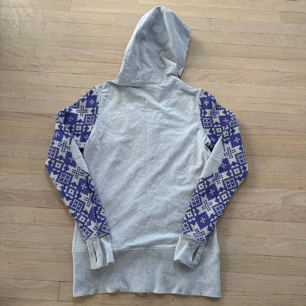 Lululemon Special Edition Fair Isle Scuba Hoodie Purple-Gray Knit Panels Size 12 - Picture 9 of 9